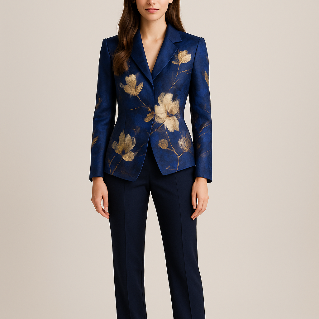 Midnight Bloom modelled by Cindy — front view