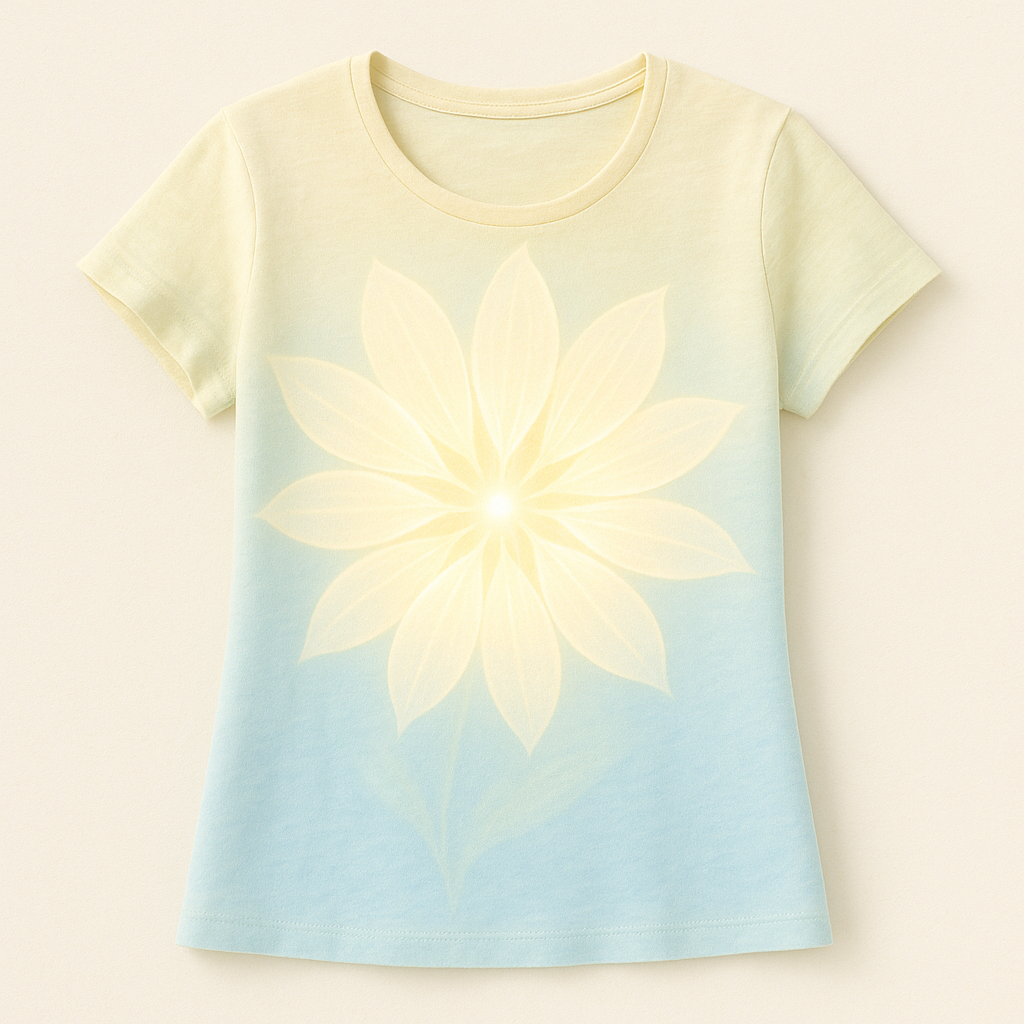 Luminous Petal Tee art with luminous petals on a morning light t-shirt