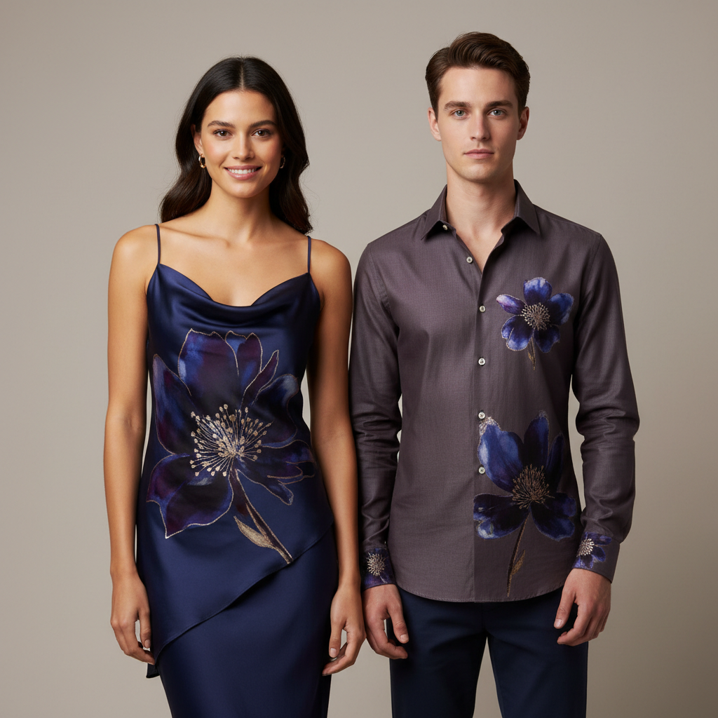 Midnight Bloom modelled by Kevin — front view