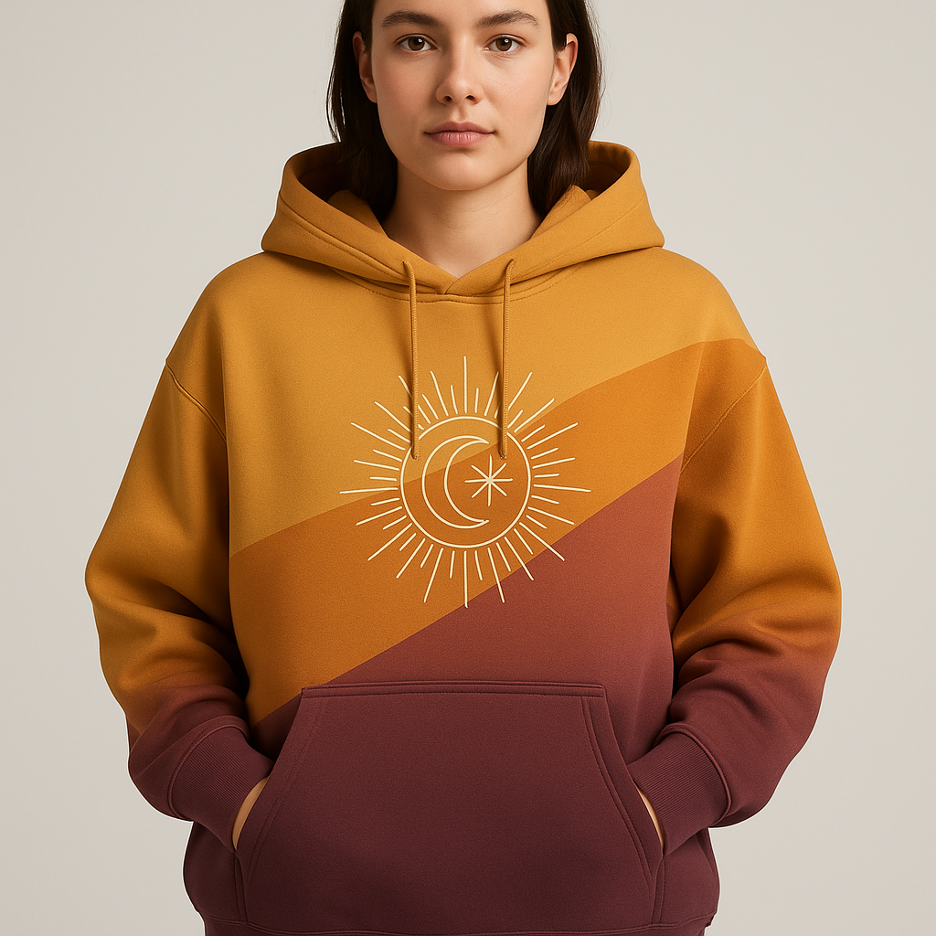 Solstice Wrap Hoodie print design on hoodie mockup