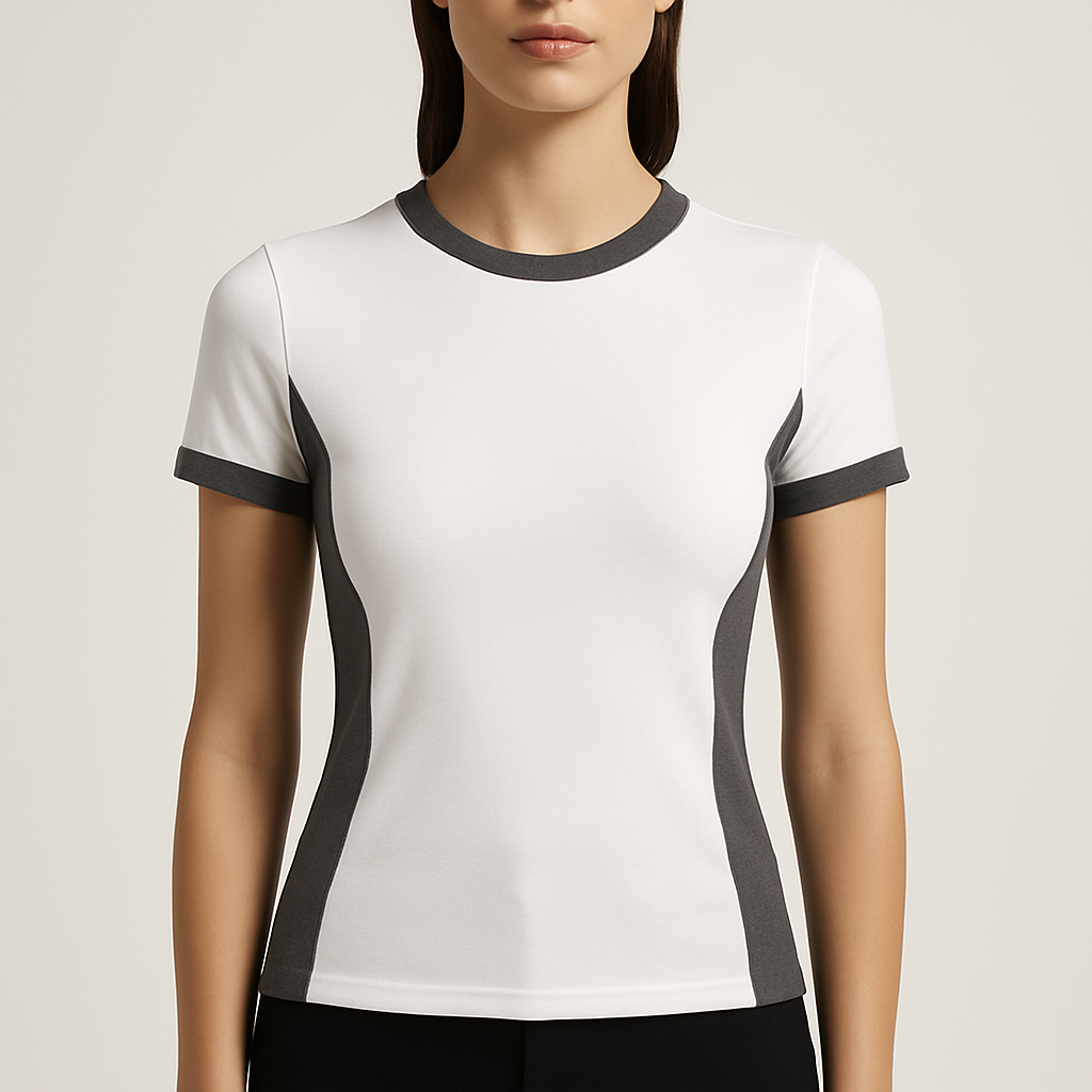 Meridian Chic T-Shirt in white and charcoal colorway