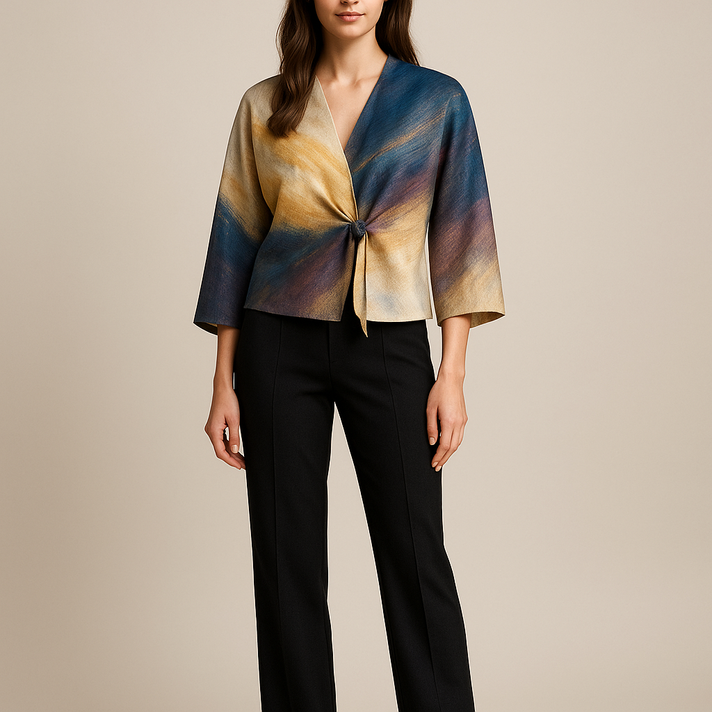 Solstice Reverie modelled by Cindy — front view