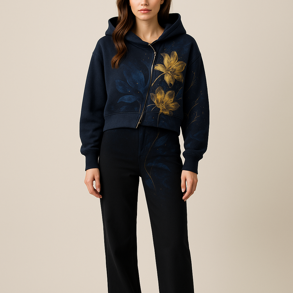 Nocturne Bloom modelled by Cindy — front view