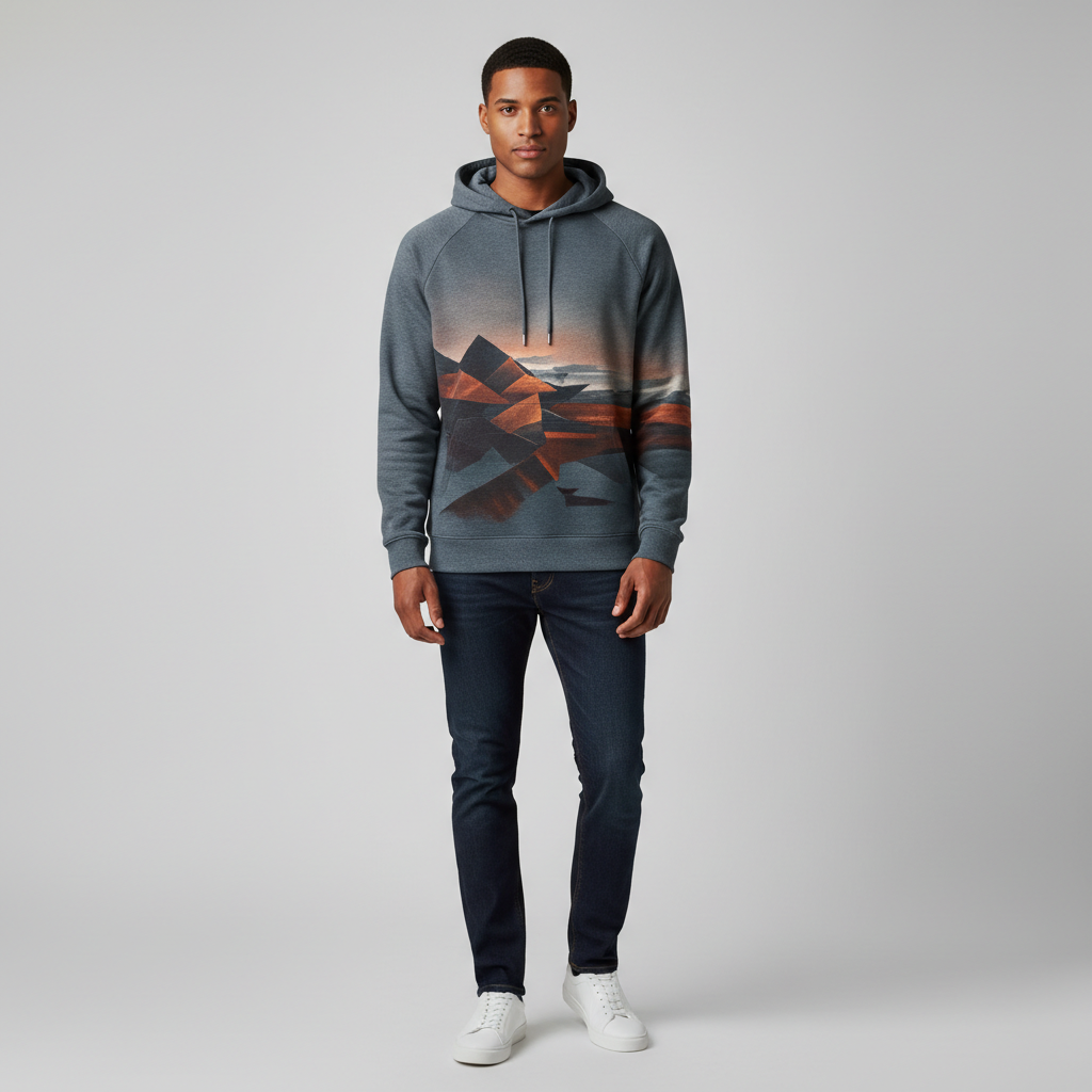 Fractured Horizon Hoodie modelled by Kevin — front view
