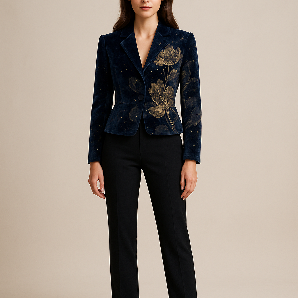 Nocturne Bloom modelled by Cindy — front view