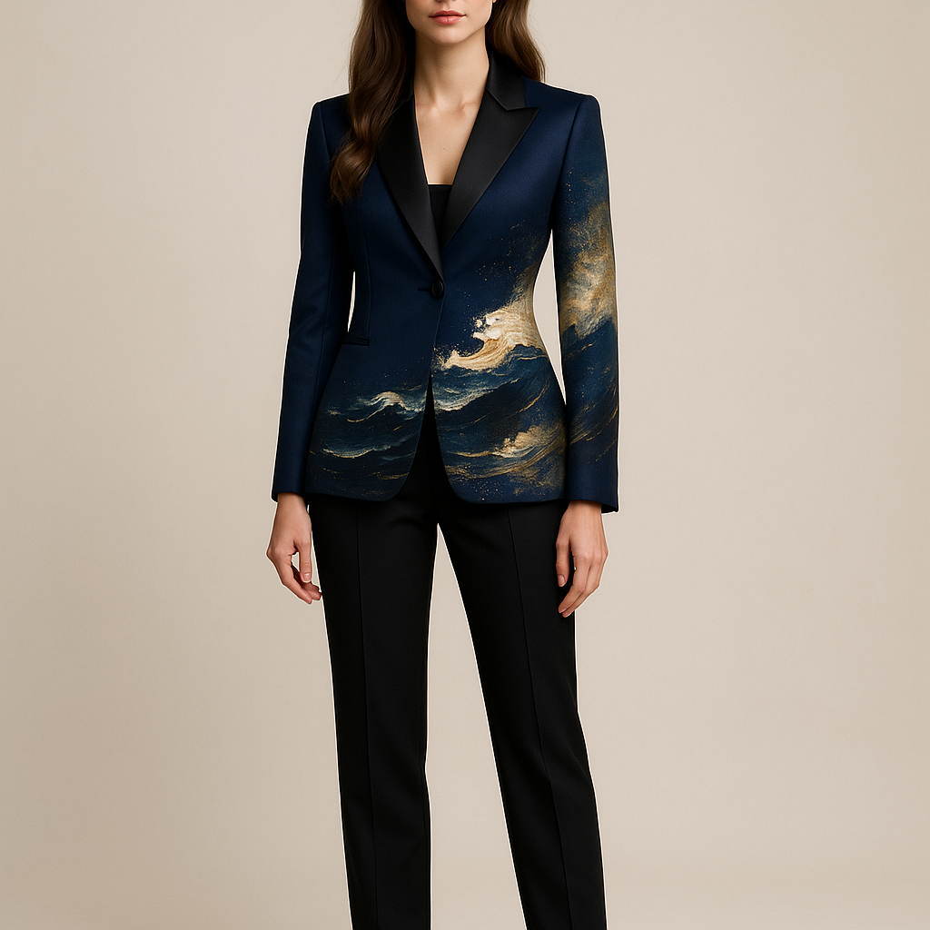 Midnight Tide modelled by Cindy — front view